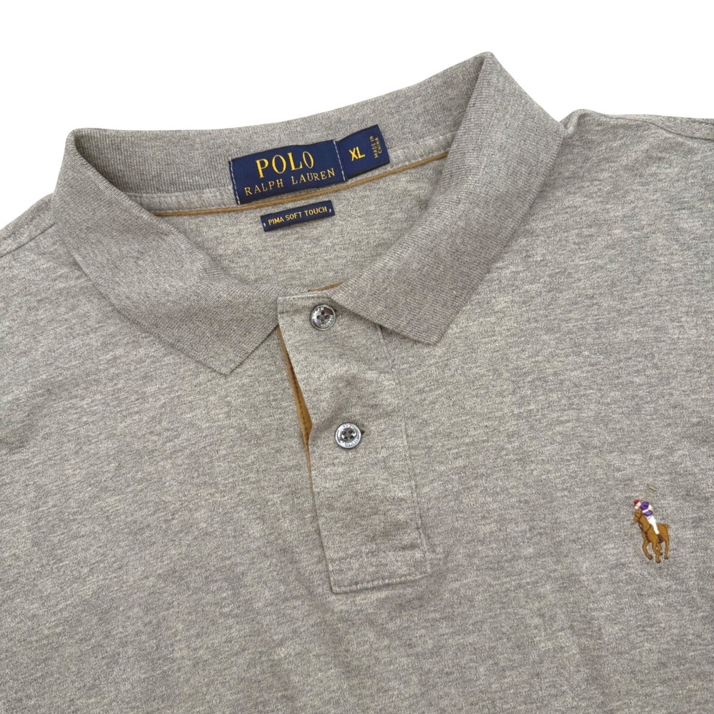 Polo Ralph Lauren Long Sleeve Polo Men's XL Gray Pima Soft Touch Cotton Shirt